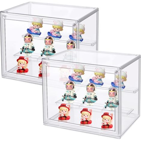 Vitrine pour Collection, Boîte de Présentation Transparent, Vitrine Acrylique avec Porte Magnétique pour Figurine, Maquette, Action Figurine, Blind Box 27×17×21.5cm(2pcs) (1/5)