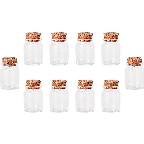 Lot de 10 mini flacons en verre avec bouchon de liège, petits pots en verre pour messages et décoration intérieure-50mm
