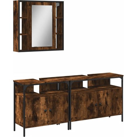 Maison Exclusive - 3-tlg. Badmöbel-Set Räuchereiche Holzwerkstoff
