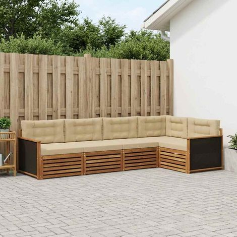 vidaXL Outdoor-Sofagarnitur 5 pcs Natur und Beige 323 x 164,5 x 73 cm (1/5)