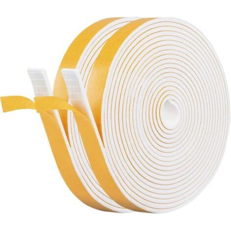 BUNTHAUS Bandes d'étanchéité pour portes et fenêtres, bandes d'étanchéité en mousse autocollantes, coupe-vent et insonorisantes (Blanc, 6 m x 2, type I)