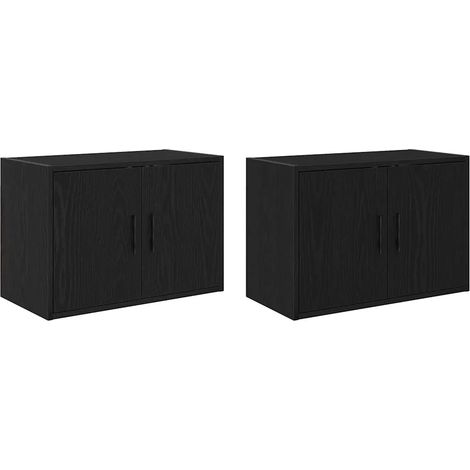 Juego de 2 armarios de almacenamiento de herramientas para garaje de montaje en pared 60 x 30 x 41 cm diseño moderno madera de ingeniería negra 020051438 (1/5)