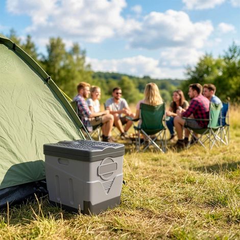 Toilette Portable Camping pliable Toilette de camping pour Hommes et Femmes avec 12 packs d'agent 34x29x30 cm gris