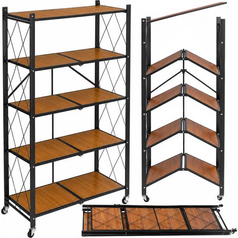 Étagère pliante biseautée, 5 niveaux, mezzanine, sur roulettes (1/5)