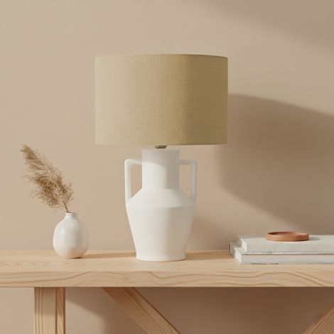 Lámpara de Mesa de Cerámica Blanca Serie JADE (1/4)
