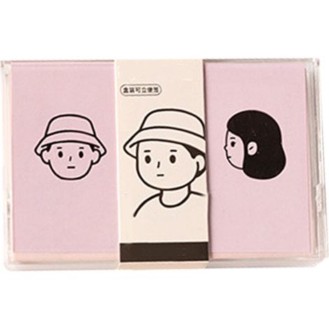 Lot de 100 feuilles de papier mémos décoratifs mini, plus épais, faciles à écrire, avec boîte en plastique pour étudiants, notes roses (1/5)