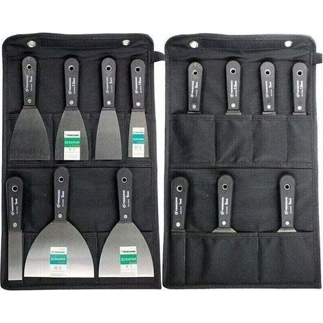 Couteaux à Enduire Jeu de Spatules en Acier Ensemble de Couteaux à Mastic Lot de 7 pièces Avec Sac De Rangement Grattoir Mural Poignée En Plastique Antidérapant (1/4)