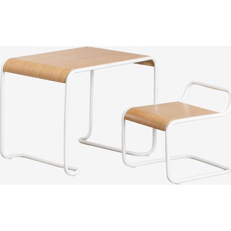 SKLUM Set aus Tisch und Stuhl aus Holz und Eisen Markalany Kids Gardenia Weiß                                  