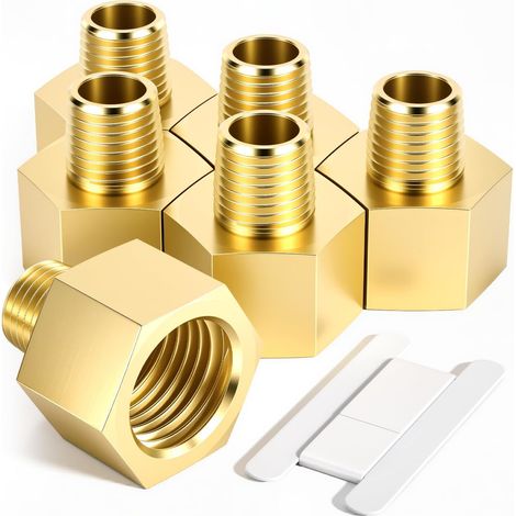 6pcs 1/2" Female to 1/4" Male BSP Brass Thread Hex Socket Reduction Connector for Pipe Connection Conversion (1/5)