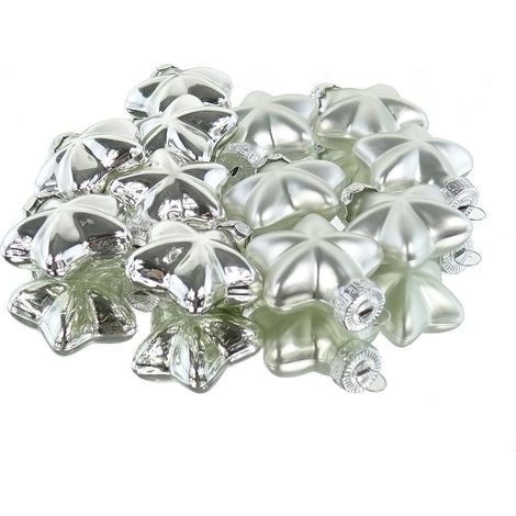 Weihnachtsanhänger Mini-Sterne Silberfarben Ø 4 cm aus Glas - 12er Set (1/2)