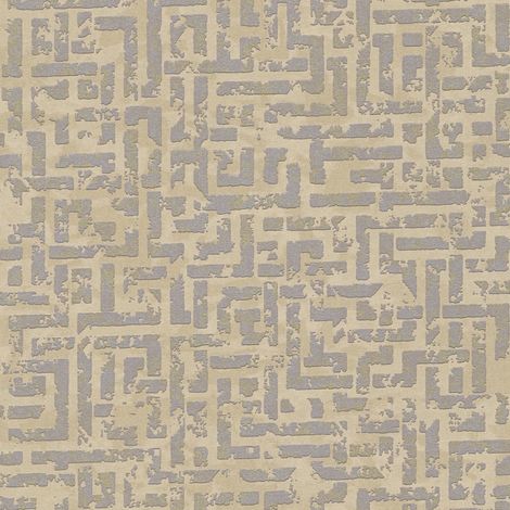 Graphic wallpaper wall Profhome 386952 non-woven wallpaper textured with geometric shapes glittering brown silver beige gold 5.33 m2 (57 ft2)
