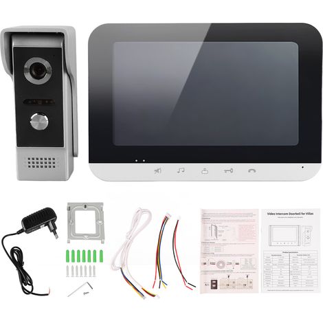 Interphone vidéo intelligent avec sonnette visuelle pour villa, maison, bureau, appartement - système de visiophone de porte. (1/5)