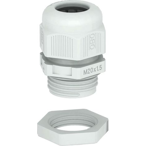OBO Bettermann Raccordo per cavi con controdado M25 poliammide grigio chiaro RAL 7035, 2022768