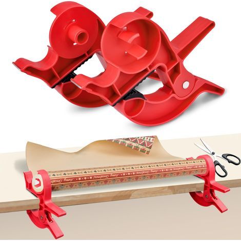 Pinces À Papier D'emballage, Coupe-papier D'emballage, Distributeur De Papier D'emballage, Pince De Table Pour Emballage De Cadeaux, Distributeur De Ruban Adhésif Intégré Pour Sécurise (1/5)