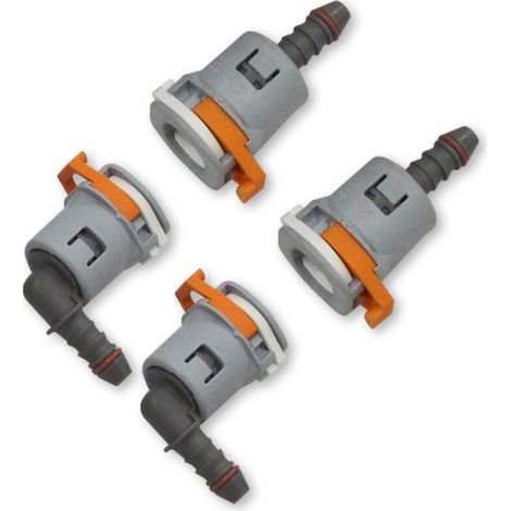 3/8" (10 mm) nylon automotive fuel line repair kits with 90° quick disconnect 3/8" and straight 3/8" fittings, accessories included (1/5)