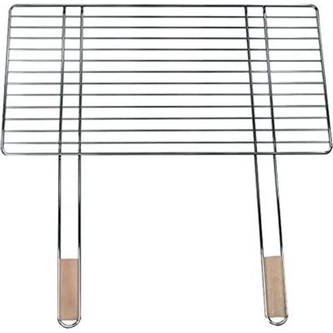 Grille de barbecue portable en acier chromé 68x40 cm – Poignées en bois pour transport sécurisé – Facile à nettoyer – Tresice France