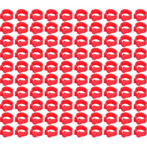 100 Taubenmarkierungsringe (8 mm), unmarkierte Beinringe, Geflügelzubehör, rot (1/5)