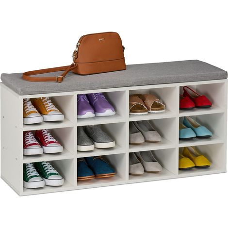 Banco para zapatos con cojín y compartimentos de almacenamiento
