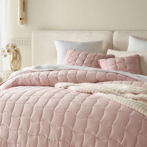 Dessus de lit Rose poudré 200 x 220 cm (1/5)
