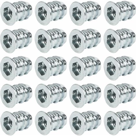 20x Manchon à visser acier avec bord de recouvrement vis allen 6 pans creux CHC SW Meuble Bois, M6 x 13mm zingué (1/3)