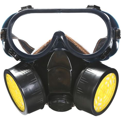 Sécurité couverture complète du visage, respirateur de masque réutilisable avec lunettes de sécurité,pour la peinture, la poussière(noir) (1/5)
