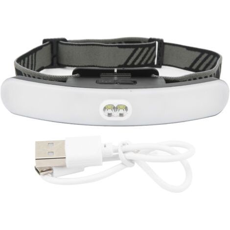Lampe frontale LED rechargeable, 6 niveaux d'intensité, 300 à 400 lm, ultra grand angle, étanche IPX4, rechargeable par USB, idéale pour la pêche et la course à pied. (1/5)