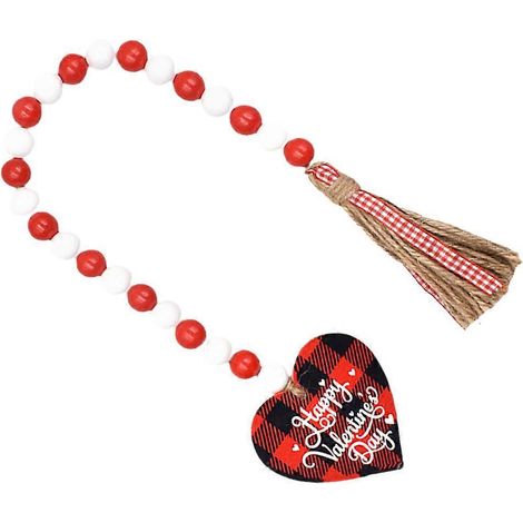 Guirlande de perles en bois avec pompon, lot de 4, idéale pour la Saint-Valentin ou une fête. (1/5)