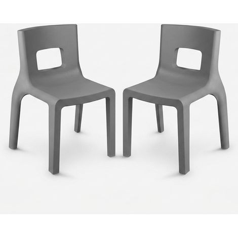 Set 2 sedie design indoor outdoor in polietilene Made in Italy Eos - Ferro (1/5)