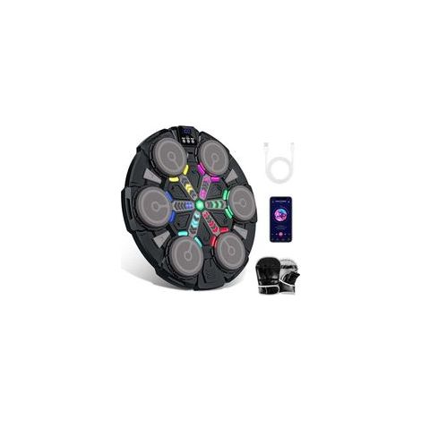 Machine de boxe musicale, nouvelle machine de boxe murale musicale, avec gants de boxe, connexion Bluetooth, lumières LED colorées, plusieurs modes d'entraînement (1/4)