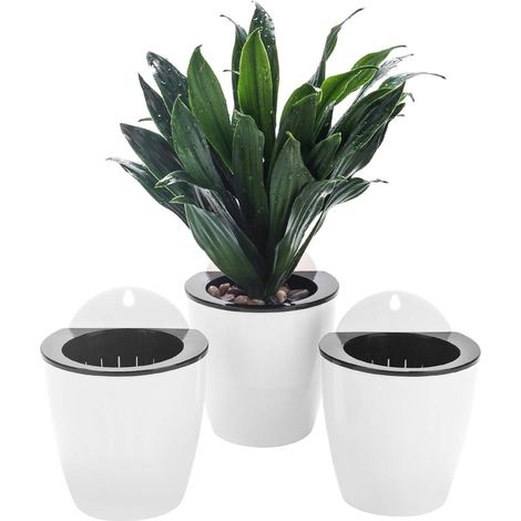 Juego de 3 macetas colgantes con autorriego, ideales para jardines verticales, ventanas, hierbas aromáticas, balcones, barandillas, estantes, vallas, dormitorios y enrejados (3 pequeñas).