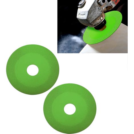 2 disques à polir pour verre, carrelage, jade, cristal et bouteilles de vin, diamètre intérieur 22 mm, diamètre extérieur 100 mm, largeur de l'abrasif diamanté 15 mm, épaisseur 1 mm, vert. (1/5)