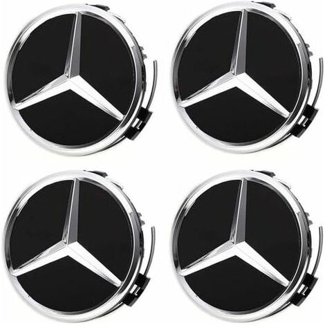 4PCS Wheel Center Caps Compatible-75BZ-Black for Mercedes Benz, 75mm/2.95 ABS Car Wheel Hub Caps Hub Cover (1/4)