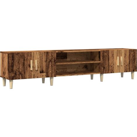 Mueble TV multimedia estantería para televisión buffet para televisión comedor salón dormitorio madera vieja 180 x 31,5 x 40 cm madera contrachapada marrón 020028505