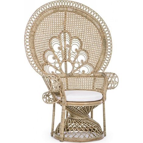 Poltrona "Peacock" per da interno, ed esterno, Intreccio In Midollino 106 x 71 x h 148 cm -Naturale (1/5)