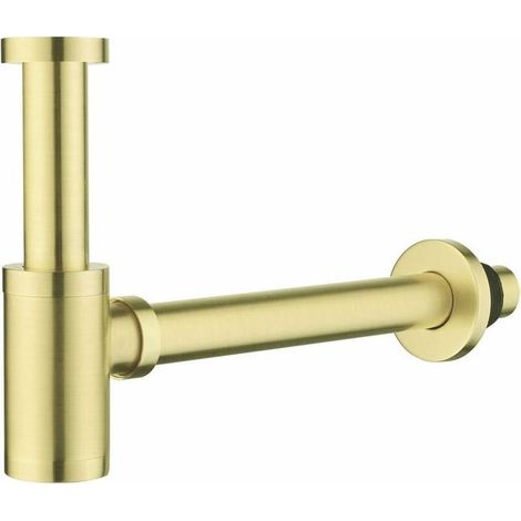 Siphon de Lavabo Inox Brossé Or, Bonde Universelle 32mm pour Vasque et Lavabo, Anti-Odeur Réglable, Mécanisme Doré 1 1/4, Kit de Vidage Premium (1/4)