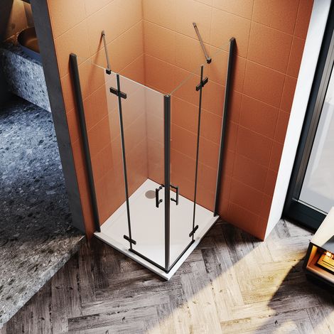 SONNI Duschkabine Eckeinstieg Schwarzes Dusche 80-120 Höhe 195cm Mit PendeltüRen Scharniertür Duschabtrennung-80x80cm