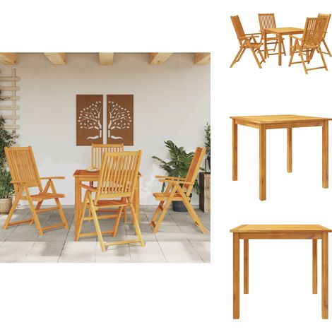 Ensemble à manger de jardin 5 pcs Bois d'acacia solide - Salon De Jardin - Meuble De Jardin - Set De Jardin - Table De Jardin - Chaises Pliables (1/5)