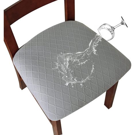 Housse de chaise imperméable, protège-siège de table gris, lot de 2, housses de chaise de cuisine et salle à manger, réutilisables, taille standard. (1/5)