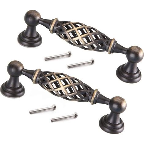 tiradores metálicos con forma de pájaro para cajones, tiradores de jaula para armarios, tiradores de muebles de bronce antiguo, tiradores huecos para cajones, para armarios de cocina, cajones y armari