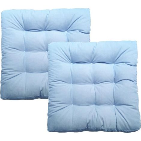 Coussin de Chaise, 2 pièces Épaissi Coton PP Rempli Coussins d'assise avec Sangles de Retenue, 55x55x10 cm,M (1/4)