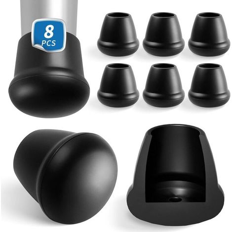 Ecleanfy - Protection Pied de Chaise, 8 pièces Couvre-Jambes de Meuble en Silicone Noir, Petit Patin de Chaise Protections Tampon de Sol, réduire Les Rayures, Fond épaissi, diamètre 16-19mm (1/5)