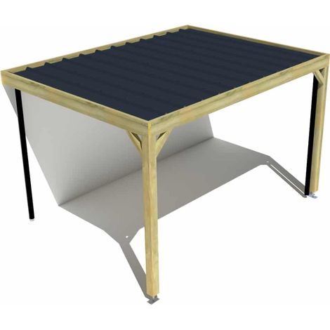 Carport bois • 4m x 3m • adossée • sens largeur • livraison comprise (1/3)