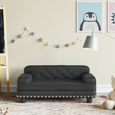 Canapé pour enfants Canapé Sofa scandinave noir 70x45x30 cm similicuir 99713 (1/5)