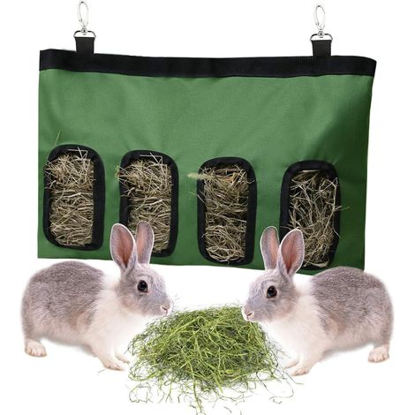 Lapins sacs de foin cobaye station d'alimentation distributeur de foin pour petits animaux (4 fenêtres, vert) (1/5)