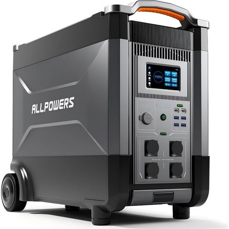 ALLPOWERS Estación de energía portátil R4000, generador Solar de 3456Wh, batería LiFePO4, 4 Tomas CA 4000W (6000W Pico), Recarga del 0% al 100% en 1.2H, Energía para Acampar, Cortes, UPS Backup