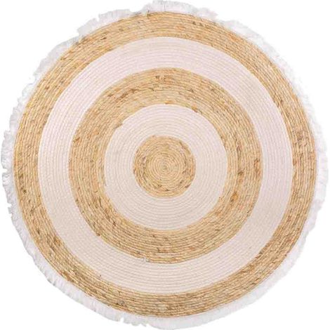 Alfombra fibra natural tejido artesanal marrón d100x1