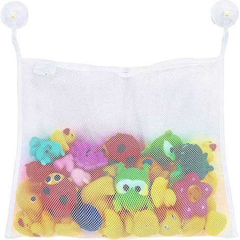 Filet pour Jouet de Bain Rangement Jouets Bain, Filet de bain animaux marins, 2 Ventouses pour Installer, Poche de Rangement sans Perçage, Sac Accessoires de Bain, Lavable Facilement (1/5)