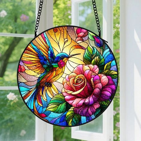 12.5cm Suspension en Vitrail Unique, Attrape-Soleil Minimaliste Élégant pour Fenêtre, Cadeau Anniversaire, Fête des Pères pour Homme (1/5)