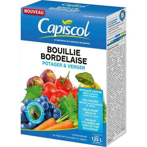 CAPISCOL Bouillie Bordelaise - 500g - 125L De Solution - Granulés A Dissoudre - Traitement Préventif & Traditionnel - Mildiou Tavelure Cloque Du Pêcher - Coloration Bleue BB500 (1/5)