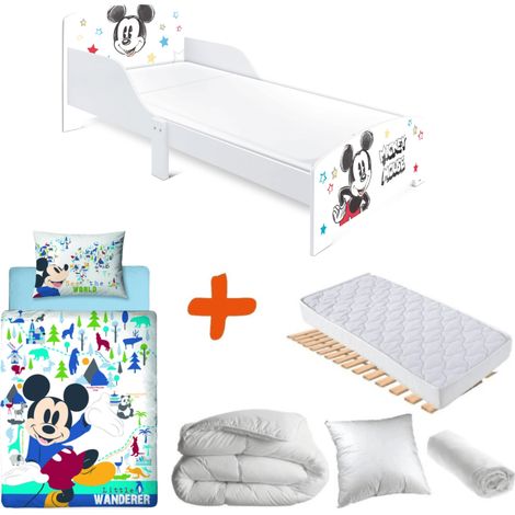 Pack Lit Mickey Vintage Disney Blanc Vintage étoiles colorées 140x70 cm